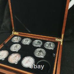 Queens Beast 2 oz Silver Coin Set & Wooden Presentation Box 9 Coins & Box