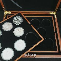 Queens Beast 2 oz Silver Coin Set & Wooden Presentation Box 9 Coins & Box