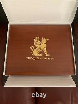 Queens Beast 2 oz Silver Coin Set & Wooden Presentation Box 9 Coins & Box