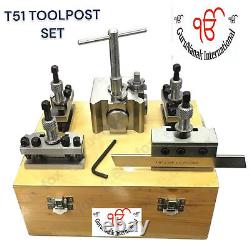 Quick Change Toolpost Set 5 Pieces Set T51 For boxford lathe Wooden Box