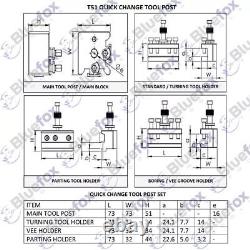 Quick Change Toolpost Set 5 Pieces Set T51 For boxford lathe Wooden Box