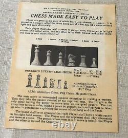 RARE, Old DRUEKE CHESS Set Weighted 36H withOriginal Wood Box. The Players Choice