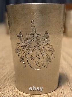 RARE SET OF 6 Antique VINTAGE SOLID SILVER Gütig BEAKER WITH A WOODEN GIFT BOX