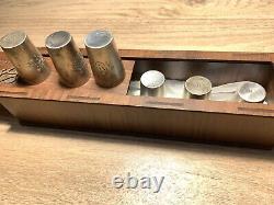 RARE SET OF 6 Antique VINTAGE SOLID SILVER Gütig BEAKER WITH A WOODEN GIFT BOX