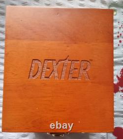 RARE Showtime Dexter Blood Splatter Slide Glass Coaster Set of 6 in Wooden Box