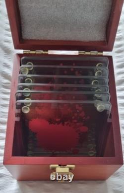 RARE Showtime Dexter Blood Splatter Slide Glass Coaster Set of 6 in Wooden Box
