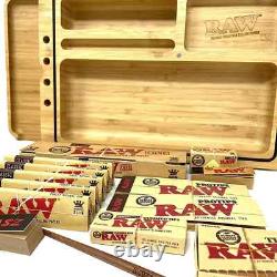 RAW SPIRIT BOX Wooden Rolling Tray Box with Cones, Papers and Tips Set