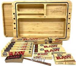 RAW SPIRIT BOX Wooden Rolling Tray Box with Cones, Papers and Tips Set