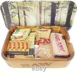 RAW Wooden Cache Box Set with Tray and Magnetic Cover Forest Version