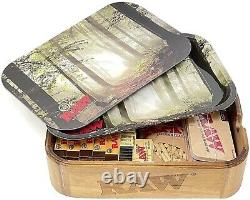 RAW Wooden Cache Box Set with Tray and Magnetic Cover Forest Version