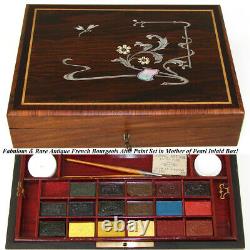 Rare Antique French Bourgeois Aine Painter's Box, Watercolor Set, Art Nouveau