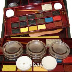 Rare Antique French Bourgeois Aine Painter's Box, Watercolor Set, Art Nouveau