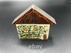 Rare Antique Italian Hand Painted Wooden House & Village Blocks Full Set withBox