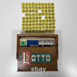 Rare Antique Lotto Sliding Wooden Box Set Loads of Cards/Boards & Markers