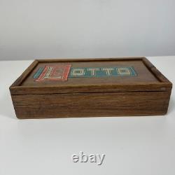 Rare Antique Lotto Sliding Wooden Box Set Loads of Cards/Boards & Markers