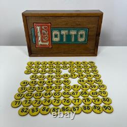 Rare Antique Lotto Sliding Wooden Box Set Loads of Cards/Boards & Markers