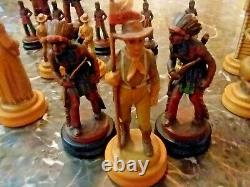 Rare Vintage Anri Far West Chess Set #71806 In Anri Wood Box Missing 7 Pieces