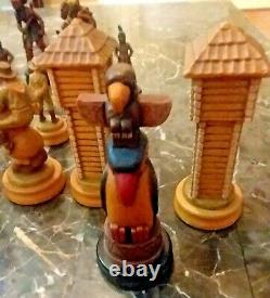 Rare Vintage Anri Far West Chess Set #71806 In Anri Wood Box Missing 7 Pieces