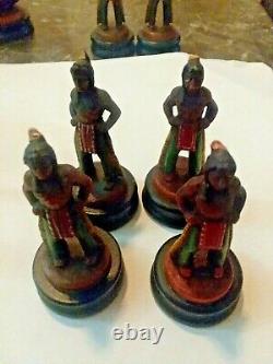 Rare Vintage Anri Far West Chess Set #71806 In Anri Wood Box Missing 7 Pieces