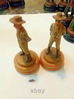 Rare Vintage Anri Far West Chess Set #71806 In Anri Wood Box Missing 7 Pieces