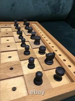 Rare Vintage Wooden CHESS SET set for the Blind Boxed