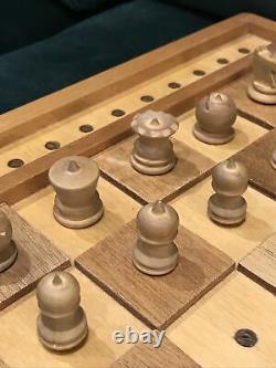 Rare Vintage Wooden CHESS SET set for the Blind Boxed