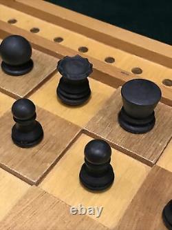 Rare Vintage Wooden CHESS SET set for the Blind Boxed