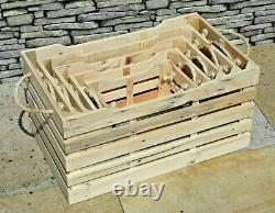 Reclaimed Pine Decorative Storage Display Crates Boxes Rope Handles Handmade
