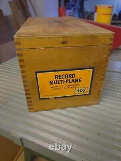 Record Multi-Plane No. 405. Full set of cutters. In original wooden box