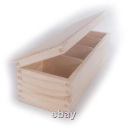 Rectangular Wooden Box / 4 Sections Compartments /Trinket Keepsake Memory Craft