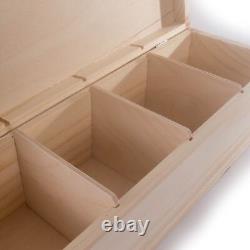 Rectangular Wooden Box / 4 Sections Compartments /Trinket Keepsake Memory Craft