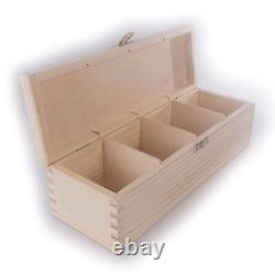 Rectangular Wooden Box With Lid Clasp & 4 Sections Compartments / Trinket Memory