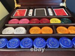 Renzo Romagnoli Poker Set 3 Decks Cards 2 Sets Dice Chips Italy Wooden Box