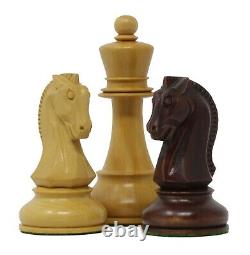 Reproduction 1950 Dubrovnik 3.75 Vintage Chess Set Box wood & Mahogany Stained