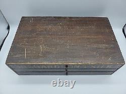 Richardson's Silk Antique 3 Drawer Wooden Sewing Box, Set 76 Spools, Thread, More