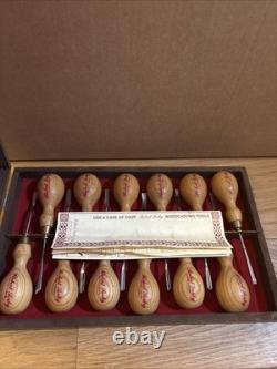 Robert Sorby 512 Micro Woodcarving Set of 12 Wooden Box with Original Leaflet