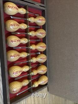 Robert Sorby 512 Micro Woodcarving Set of 12 Wooden Box with Original Leaflet