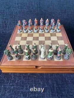 Robin Hood versus Prince John chess set in Wooden storage box RARE