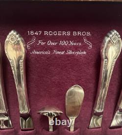 Rogers Brothers 1847 Complete Set of Silver in Wooden Box withPaperwork Serves 8