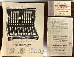 Rogers Brothers 1847 Complete Set of Silver in Wooden Box withPaperwork Serves 8
