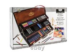 Royal & Langnickel Deluxe Sketching & Drawing 134pc Wooden Storage Art Box Set