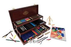 Royal & Langnickel Deluxe Sketching & Drawing 134pc Wooden Storage Art Box Set