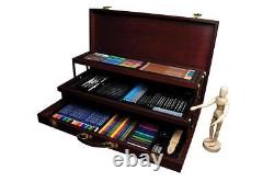 Royal & Langnickel Deluxe Sketching & Drawing 134pc Wooden Storage Art Box Set