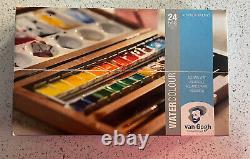 Royal Talens Van Gogh Artists Watercolour 24 whole pans Wooden Box Paint Set