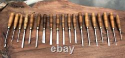 S J Addis Vintage Wood Carving Chisels And Gouges Set Of 19 In Wooden Box