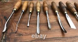 S J Addis Vintage Wood Carving Chisels And Gouges Set Of 19 In Wooden Box