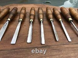 S J Addis Vintage Wood Carving Chisels And Gouges Set Of 19 In Wooden Box