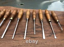 S J Addis Vintage Wood Carving Chisels And Gouges Set Of 19 In Wooden Box