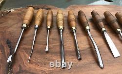 S J Addis Vintage Wood Carving Chisels And Gouges Set Of 19 In Wooden Box