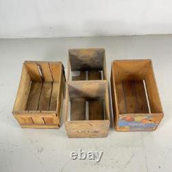 SET OF 3 VINTAGE INDUSTRIAL 60s WOODEN FRUIT APPLE CRATE BOX #4493
